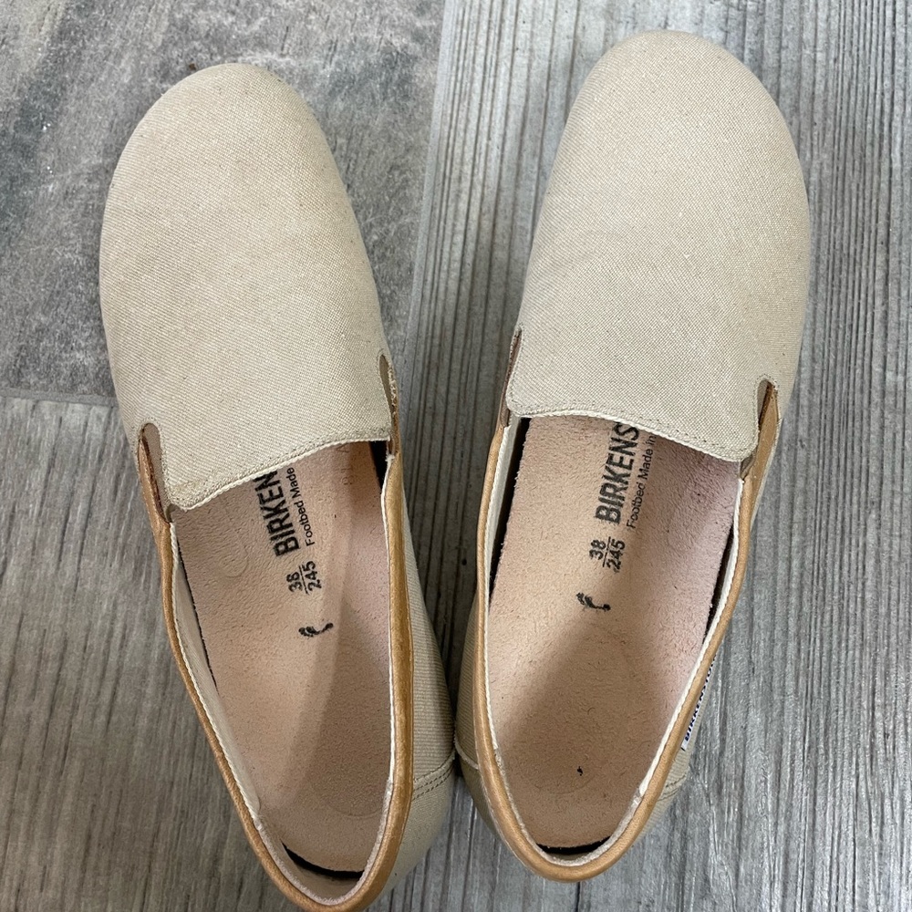 Brand new Birkenstock canvas slip ons